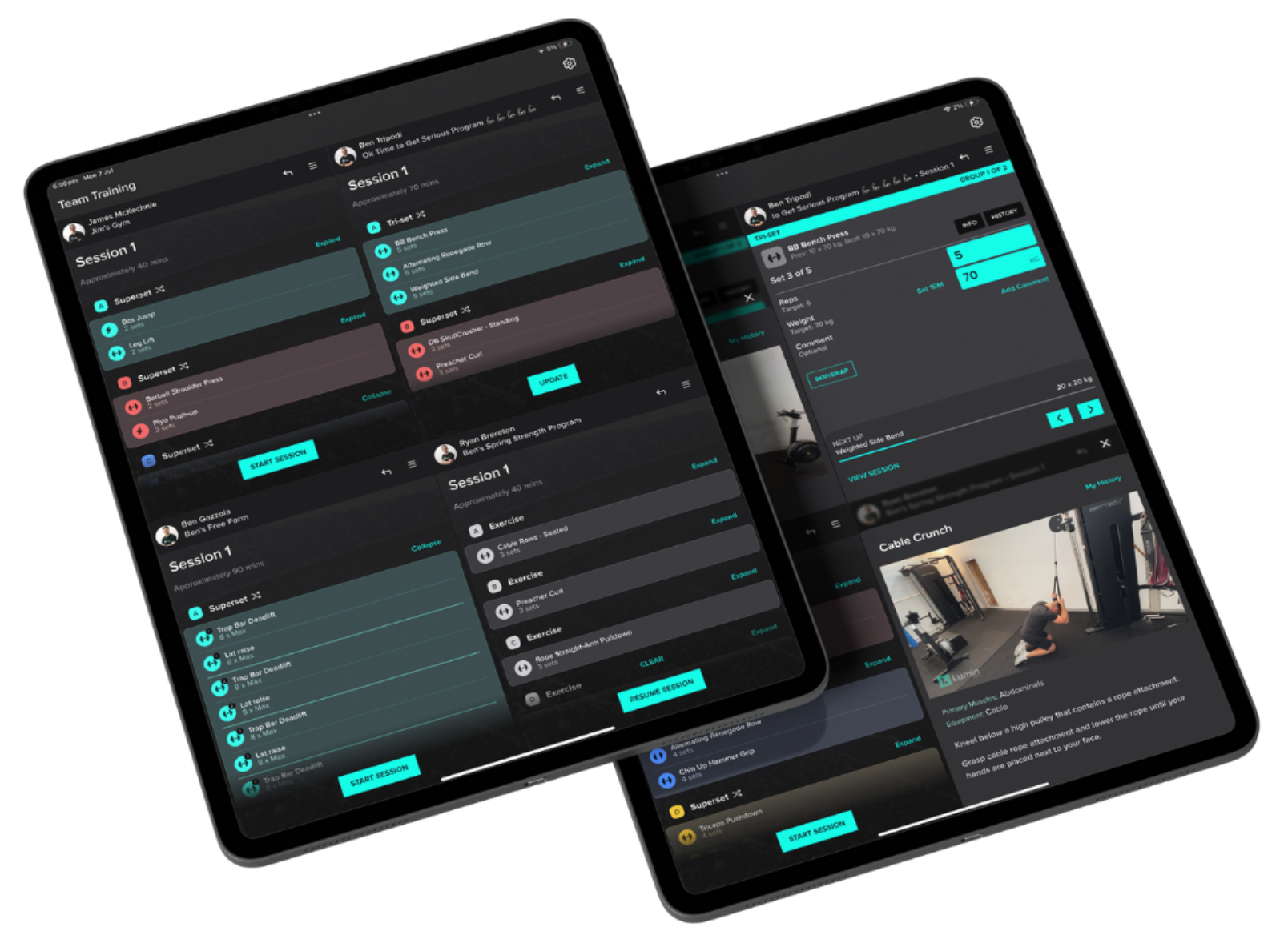 IPad Mockup Image Demonstrating Weight-room View