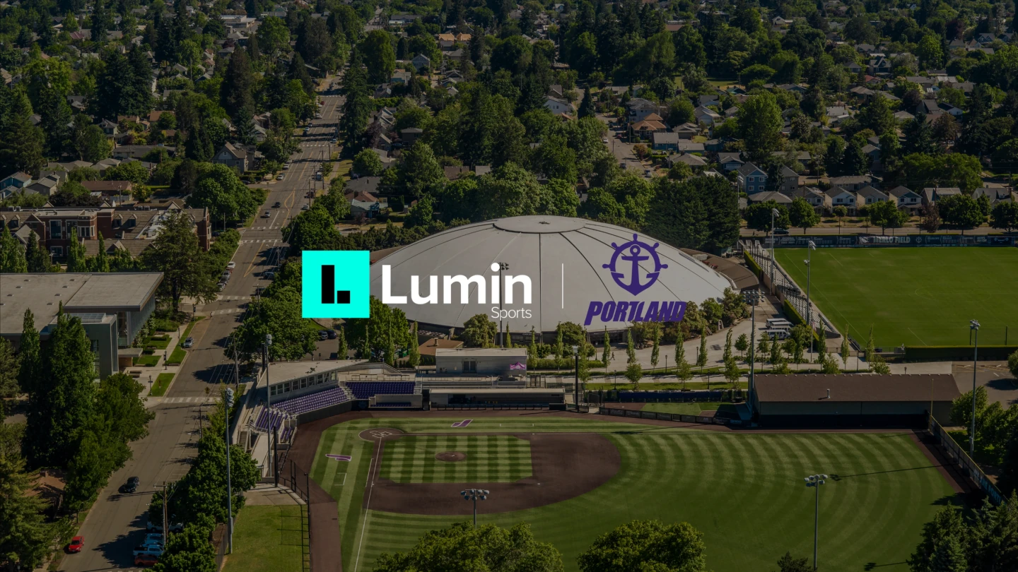 Image of Lumin Sports logo next to the Portland Pilots logo.