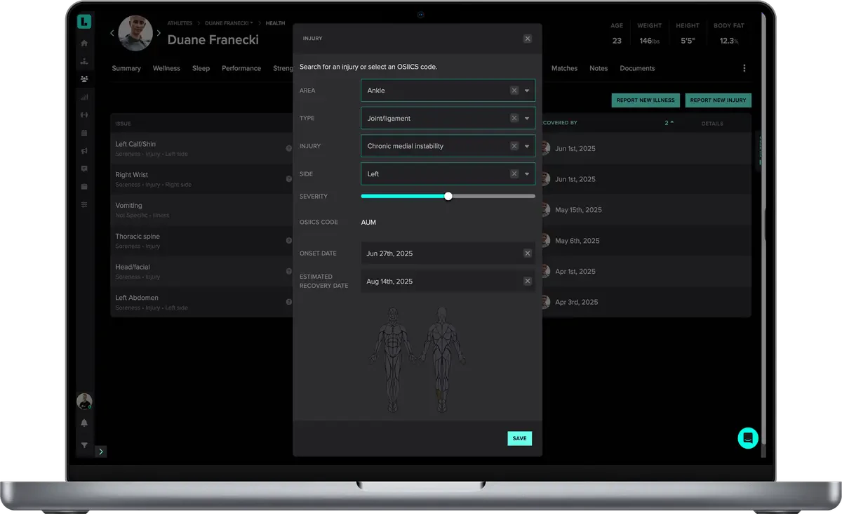 A mockup image of black laptop displays the Lumin software, including the medical module page.