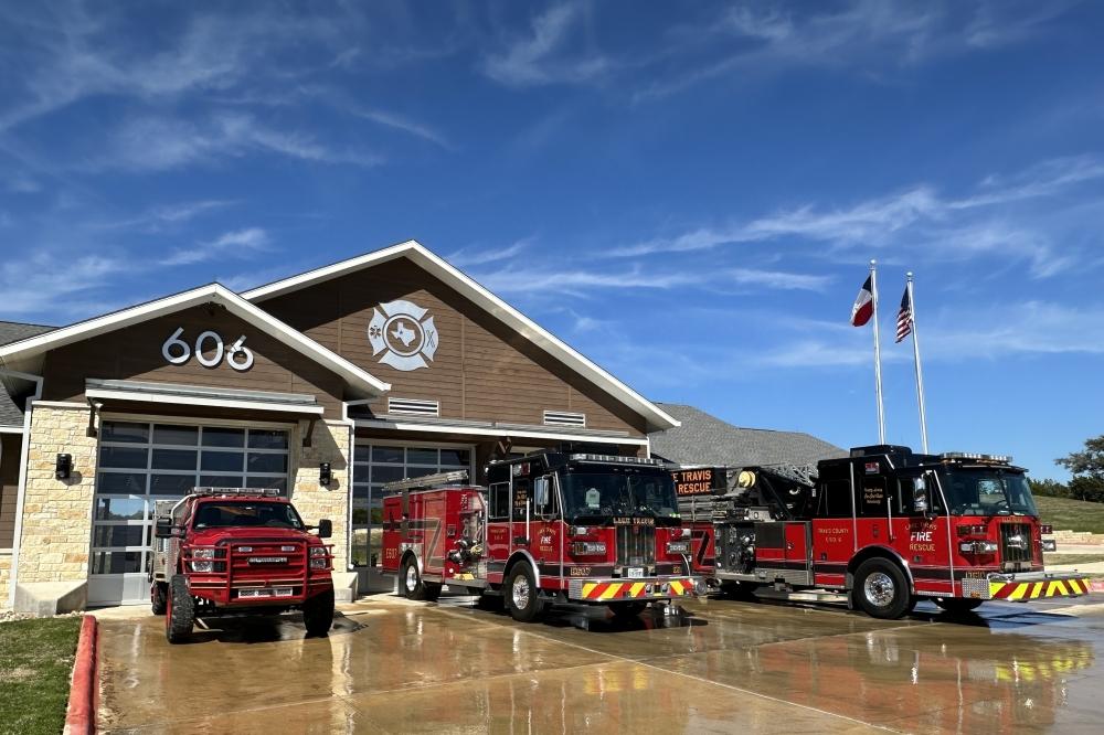 Picture of LTFR vehicles and firehouse.